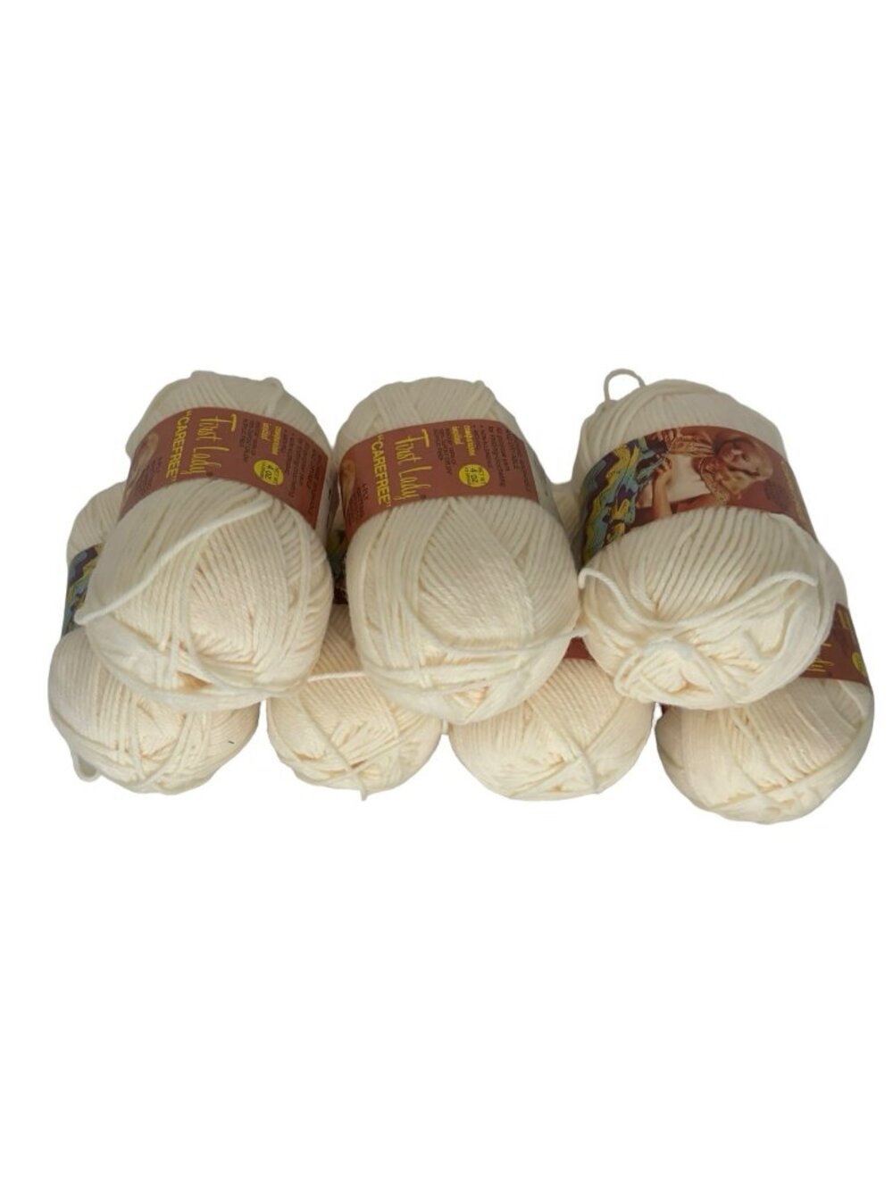 First Lady Carefree 4 Ply Worsted Weight Yarn 7 Skeins Winter White New